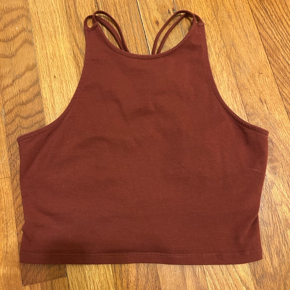 Charlotte Russe Red Sleeveless Fitted Crop Tank Top